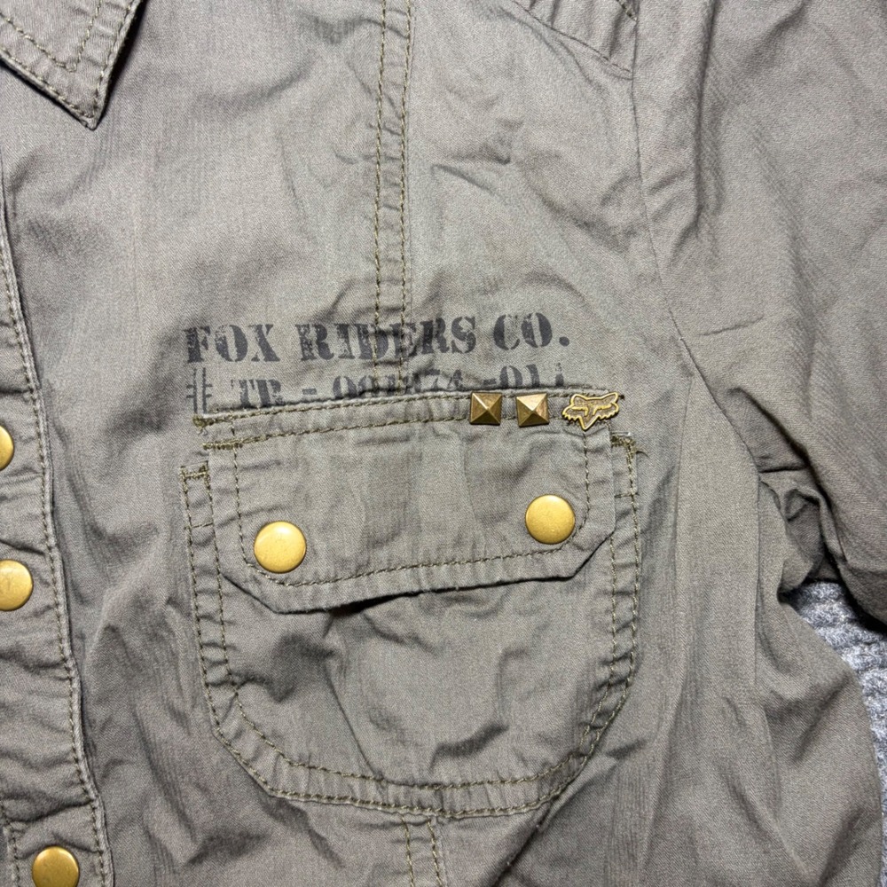 Fox Racing Women Olive Green Snap Front Utility Shirt Long Sleeve Moto Large - Picture 5 of 10